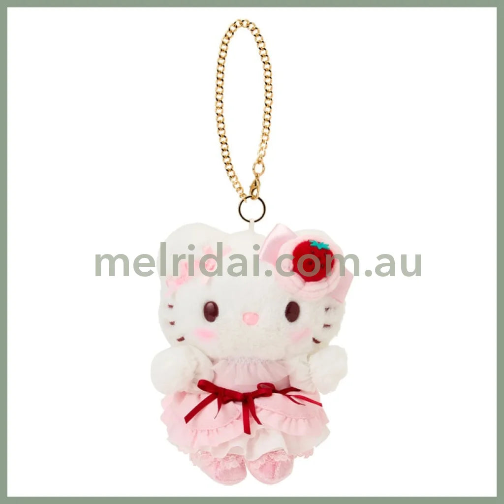 SANRIO | Hello Kitty Mascot Holder Bag Charm Plush Keychain 100×75×135mm (Strawberry Shortcake)