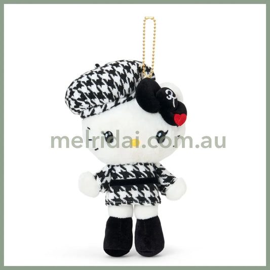 SANRIO | Hello Kitty Mascot Holder Bag Charm Plush Keychain 110×70×180mm (Monochrome Girly Twin Coordinate)