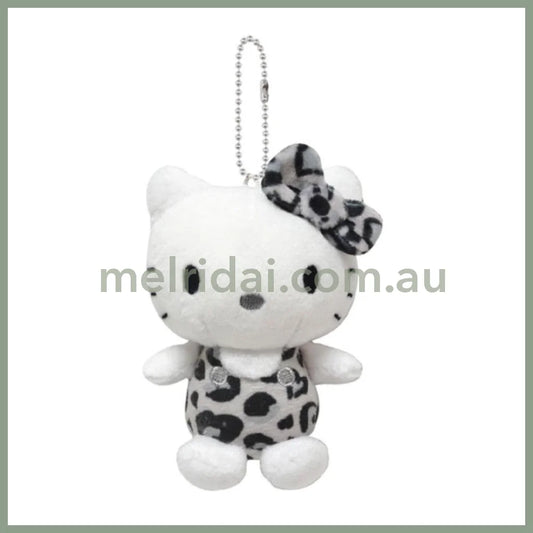 SANRIO | Hello Kitty Mascot Holder Plush Keychain Bag Charm 95×72×54mm (Leopard Grey)