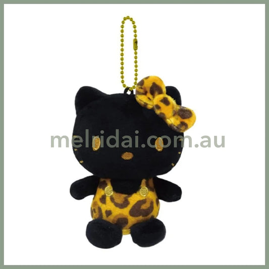 SANRIO | Hello Kitty Mascot Holder Plush Keychain Bag Charm 95×72×54mm (Leopard Yellow Black)