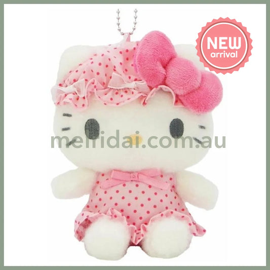 SANRIO | Hello Kitty Mascot Holder Plush Keychain Bag Charm H15×W13×D9.5cm (Nightcap Ribbon)