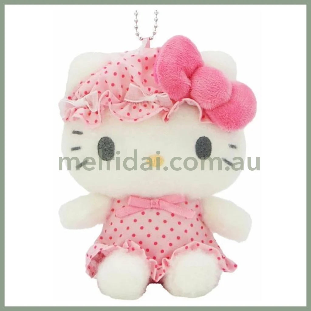 SANRIO | Hello Kitty Mascot Holder Plush Keychain Bag Charm H15×W13×D9.5cm (Nightcap Ribbon)