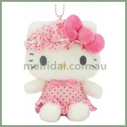 SANRIO | Hello Kitty Mascot Holder Plush Keychain Bag Charm H15×W13×D9.5cm (Nightcap Ribbon)