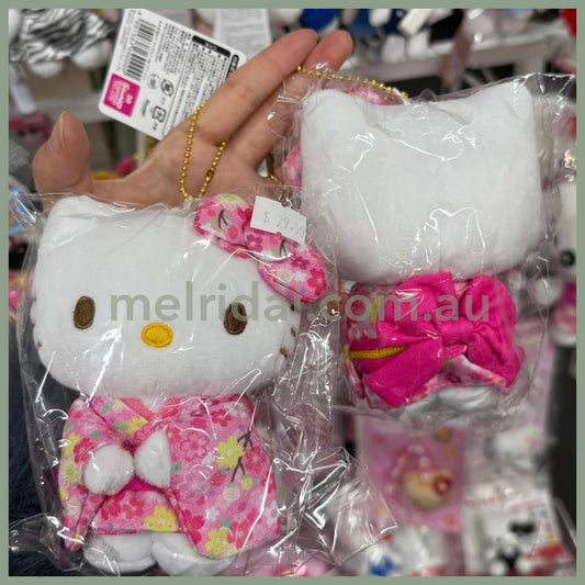 SANRIO | Hello Kitty Mascot Holder Plush Keychain Bag Charm W7×D4.5×H12cm (Kimono Pink)