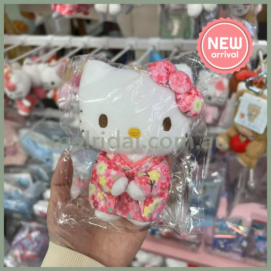 SANRIO | Hello Kitty Mascot Holder Plush Keychain Bag Charm W7×D4.5×H12cm (Kimono - Pink)