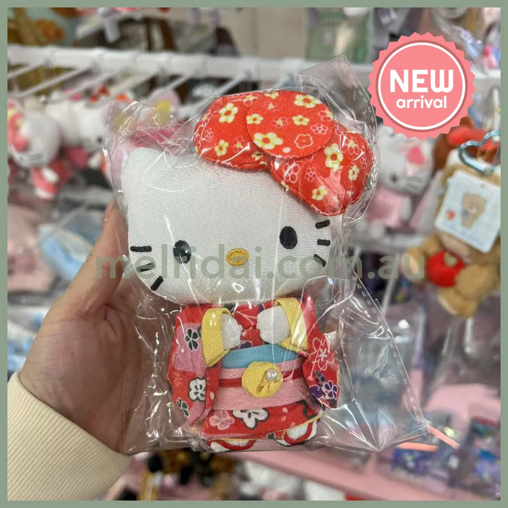 SANRIO | Hello Kitty Mascot Holder Plush Keychain Bag Charm W7×D4.5×H12cm (Kimono - Red)