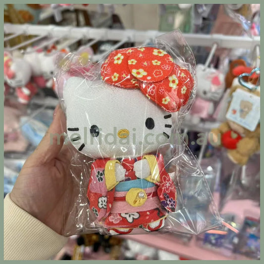 SANRIO | Hello Kitty Mascot Holder Plush Keychain Bag Charm W7×D4.5×H12cm (Kimono - Red)