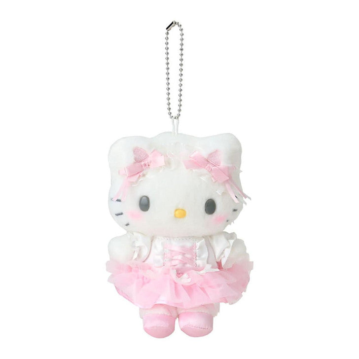 【Limite 1/customer】SANRIO | Hello Kitty Mascot Holder Plush Keychain 15.4 x 12.2 x 6.8cm (White Cat Ballerina)
