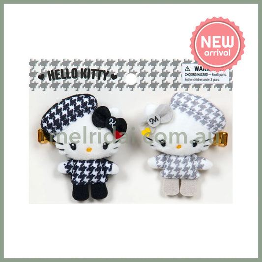 SANRIO | Hello Kitty & Hello Mimmy Mascot Hair Clip Set 60×20×70mm (Monochrome Girly Twin Coordinate)