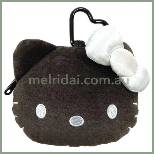 SANRIO | Hello Kitty Mini Plush Pouch with Carabiner Keychain H100×W115×D50mm (Black)