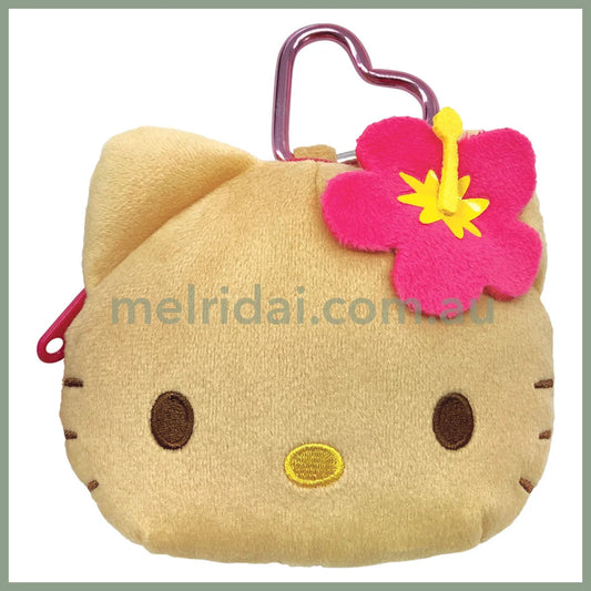 SANRIO | Hello Kitty Mini Plush Pouch with Carabiner Keychain H100×W115×D50mm (Y2K Tanned)