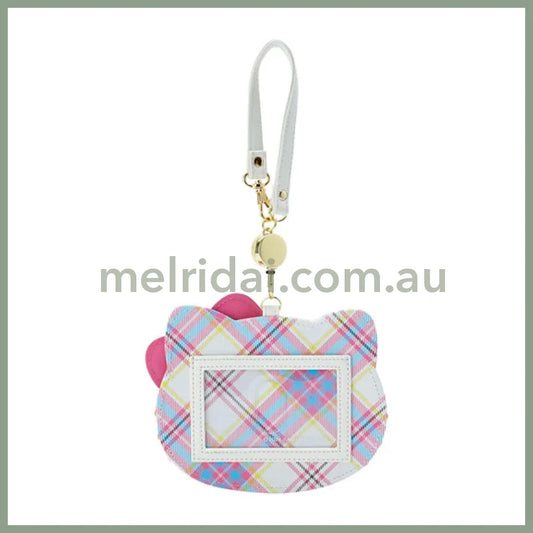Sanrio | Hello Kitty Pass Case With Reel (50 Anniversary) 日本三丽鸥 皮质造型 易拉扣伸缩卡套 (50周年苏格兰少女格纹系列)