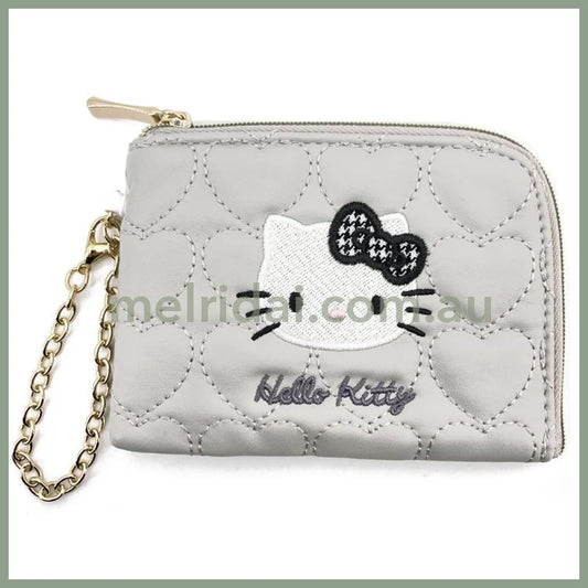 SANRIO | Hello Kitty Pass Holder Zipper Pouch with Reel W125×H80×D15mm (Monotone)