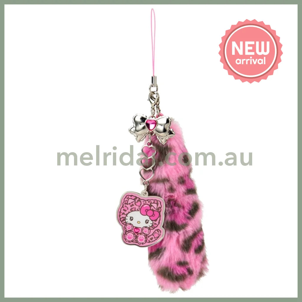 SANRIO | Hello Kitty Pink Dangling Tail Mascot Strap 40×40×130mm (Leopard Gal Cat)