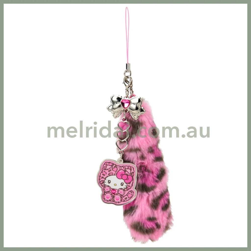 SANRIO | Hello Kitty Pink Dangling Tail Mascot Strap 40×40×130mm (Leopard Gal Cat)
