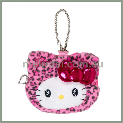 SANRIO | Hello Kitty Pink Face-shaped Pouch Bag Charm 130×20×110mm (Leopard Gal Cat)