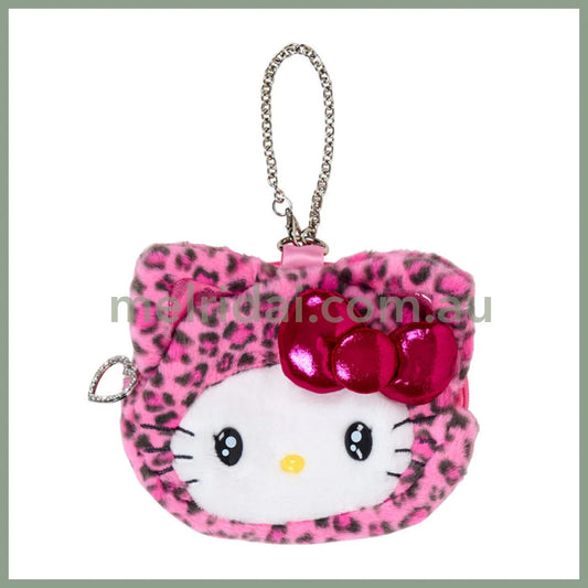 SANRIO | Hello Kitty Pink Face-shaped Pouch Bag Charm 130×20×110mm (Leopard Gal Cat)