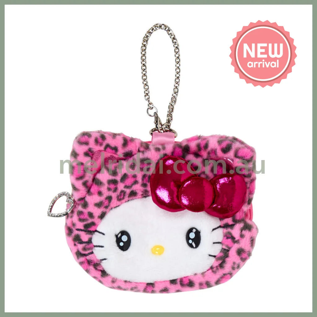 SANRIO | Hello Kitty Pink Face-shaped Pouch Bag Charm 130×20×110mm (Leopard Gal Cat)