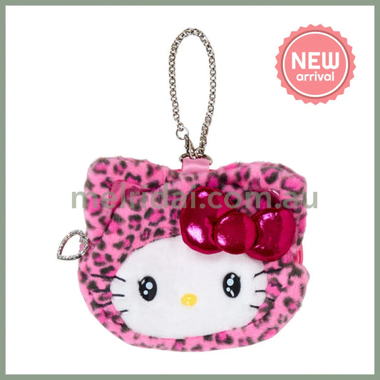 SANRIO | Hello Kitty Pink Face-shaped Pouch Bag Charm 130×20×110mm (Leopard Gal Cat)