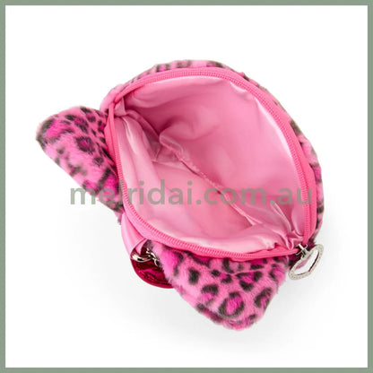 SANRIO | Hello Kitty Pink Face-shaped Pouch Bag Charm 130×20×110mm (Leopard Gal Cat)