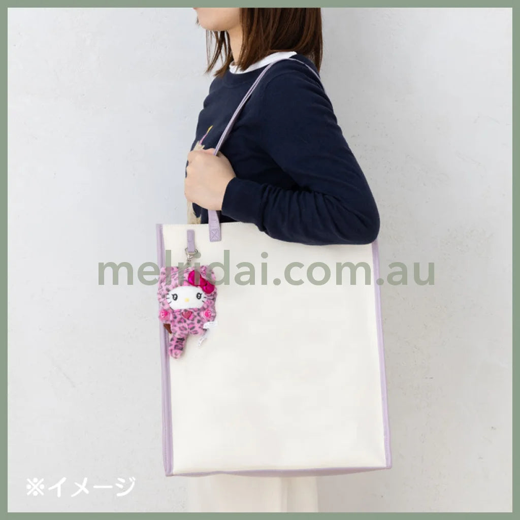 SANRIO | Hello Kitty Pink Mascot Holder Plush Keychain Bag Charm 90×50×120mm (Leopard Gal Cat)