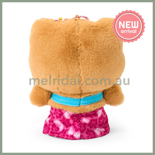 SANRIO | Hello Kitty Pink Tanned Mascot Holder Plush Keychain Bag Charm 14×7×17cm (Endless Summer Vacation / Coconut