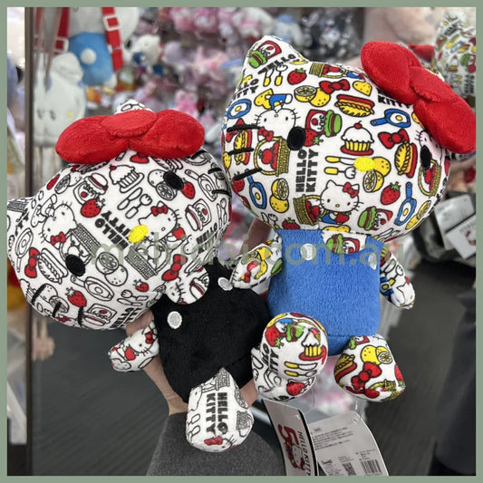 Sanrio | Hello Kitty Plush Doll 16×7.5×22Cm (50Th Anniversary) 日本三丽鸥 凯蒂猫 卡通黑白/彩色图案 玩偶/公仔（50周年限定）
