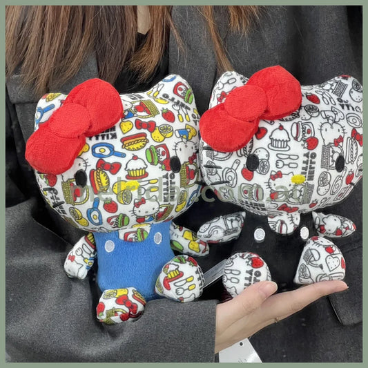 Sanrio | Hello Kitty Plush Doll 16×7.5×22Cm (50Th Anniversary) 日本三丽鸥 凯蒂猫 卡通黑白/彩色图案 玩偶/公仔（50周年限定）