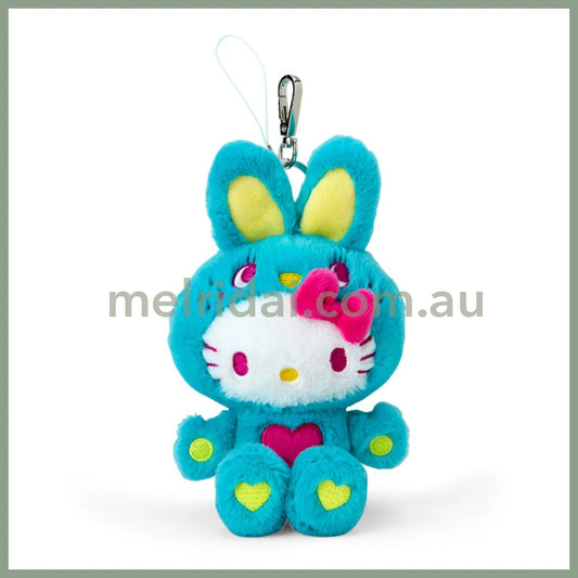 Sanrio | Hello Kitty Plush Keychain Mascot Holder Mint Green Ver. W11 X H16 D8 Cm (Colorful Bunny)