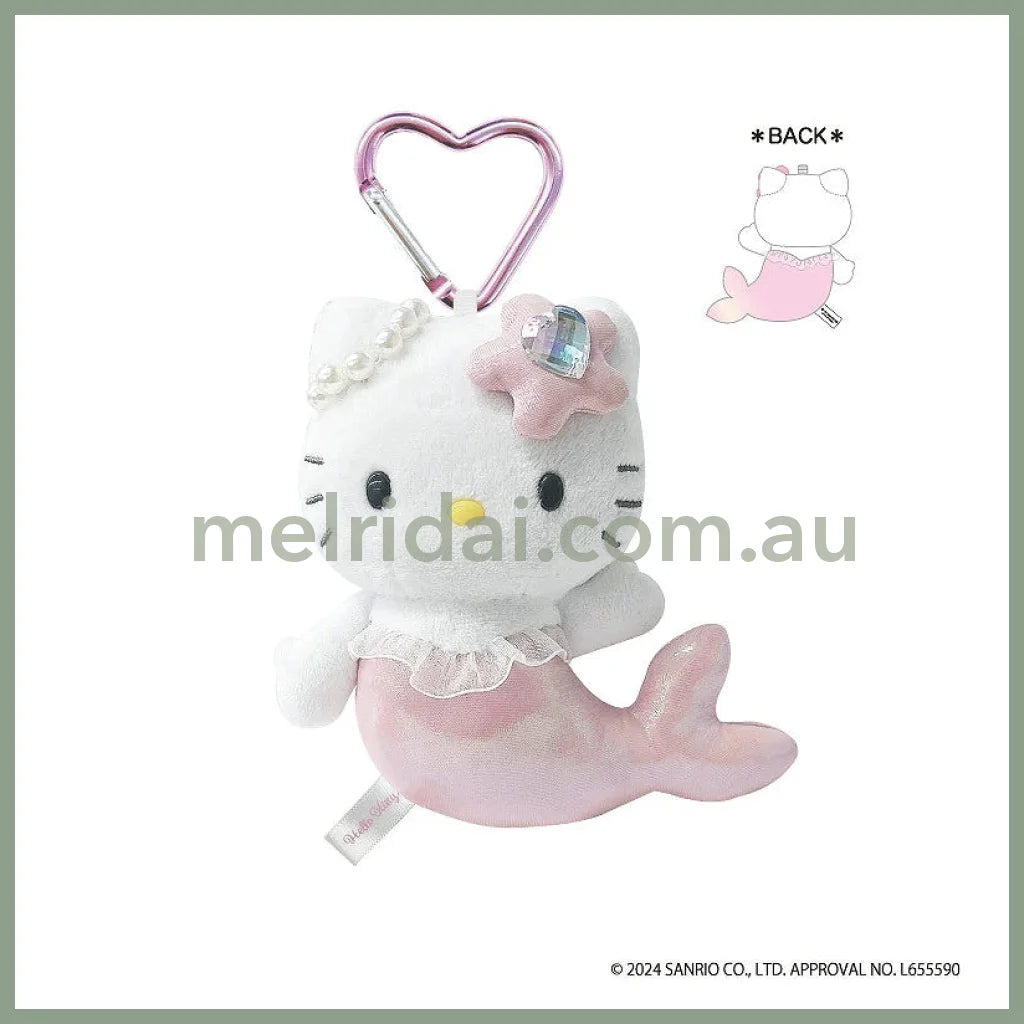 SANRIO | Hello Kitty Plush Keychain with Carabiner H120 × W85 × D65 mm (Mermaid Pink Ver.)