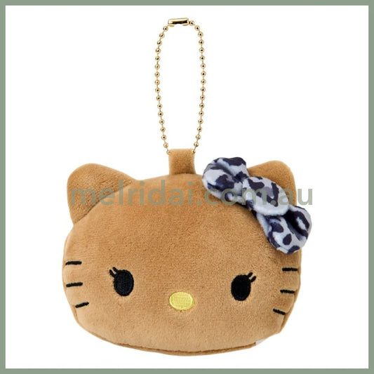 SANRIO | Hello Kitty Plush Mirror Keychain Bag Charm 100x90x55mm (Black Nostalgic 90s Hibiscus)