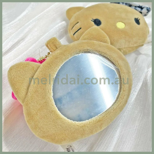 SANRIO | Hello Kitty Plush Mirror Keychain Bag Charm 100x90x55mm (Tanned Nostalgic 90s Hibiscus)
