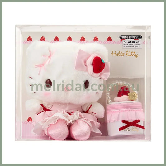 SANRIO | Hello Kitty Plush Toy & Accessory Case Set 235×120×200mm (Strawberry Shortcake)