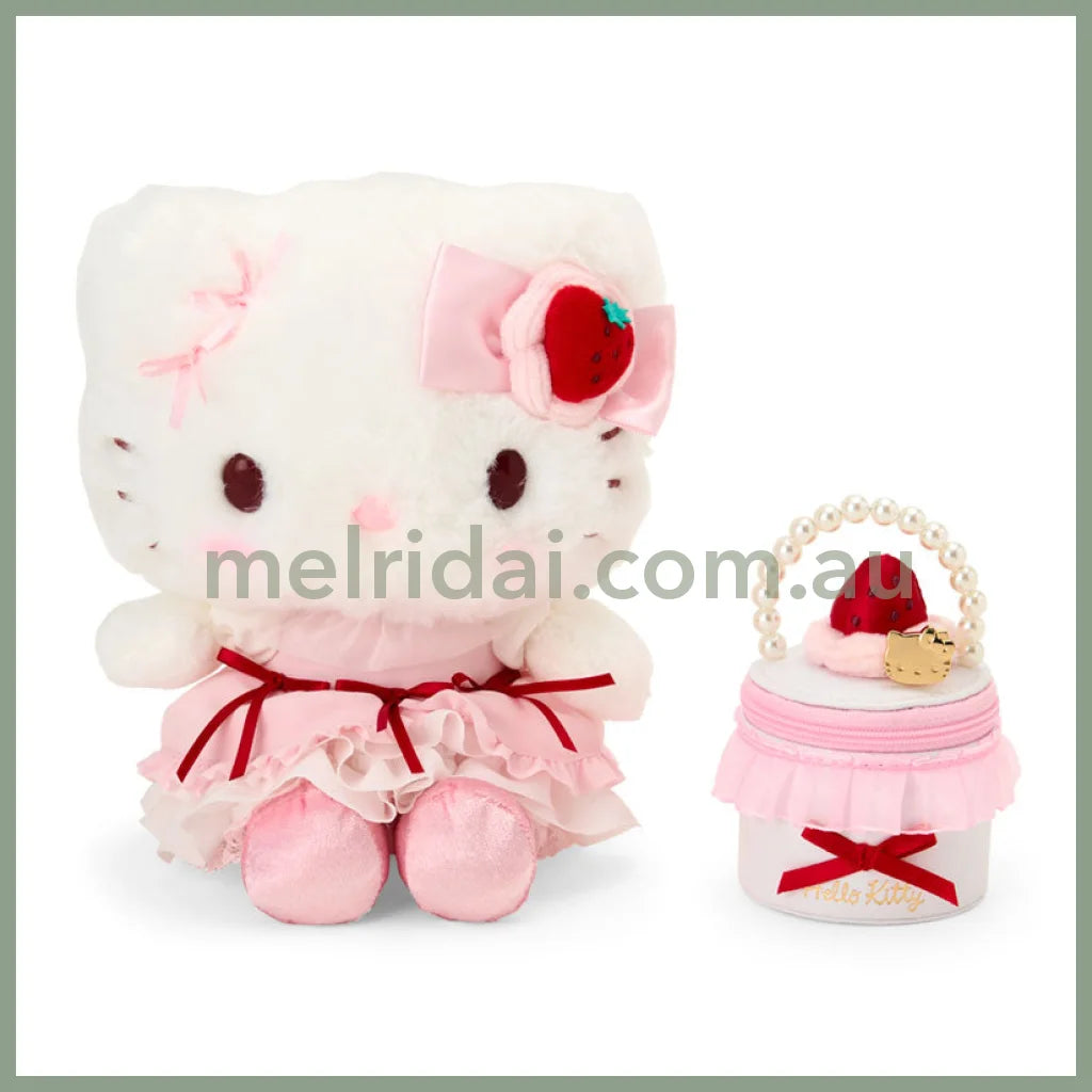 SANRIO | Hello Kitty Plush Toy & Accessory Case Set 235×120×200mm (Strawberry Shortcake)