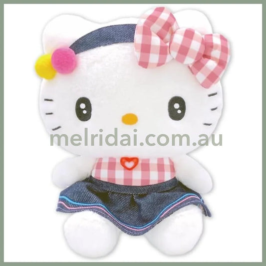 SANRIO | Hello Kitty Plush Toy Plush Doll 13 x 17.5 x 21cm (Gingham Denim)