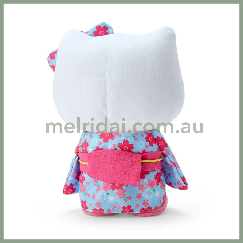 SANRIO | Hello Kitty Plush Toy Plush Doll 140×200×80mm (Sakura Kimono Blue)