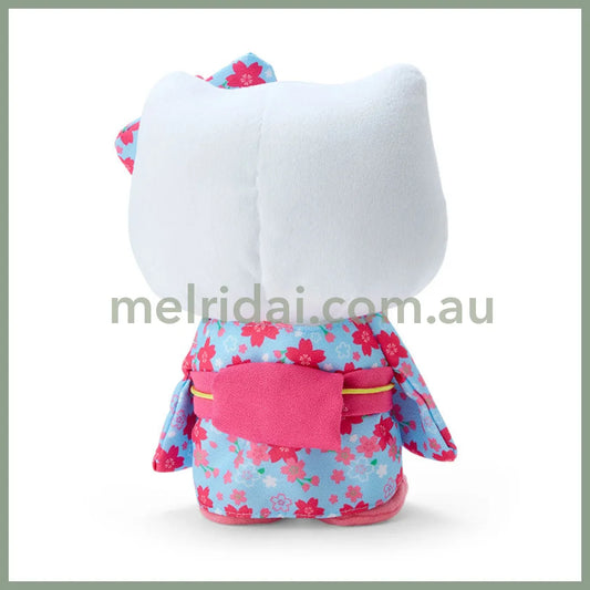 SANRIO | Hello Kitty Plush Toy Plush Doll 140×200×80mm (Sakura Kimono Blue)
