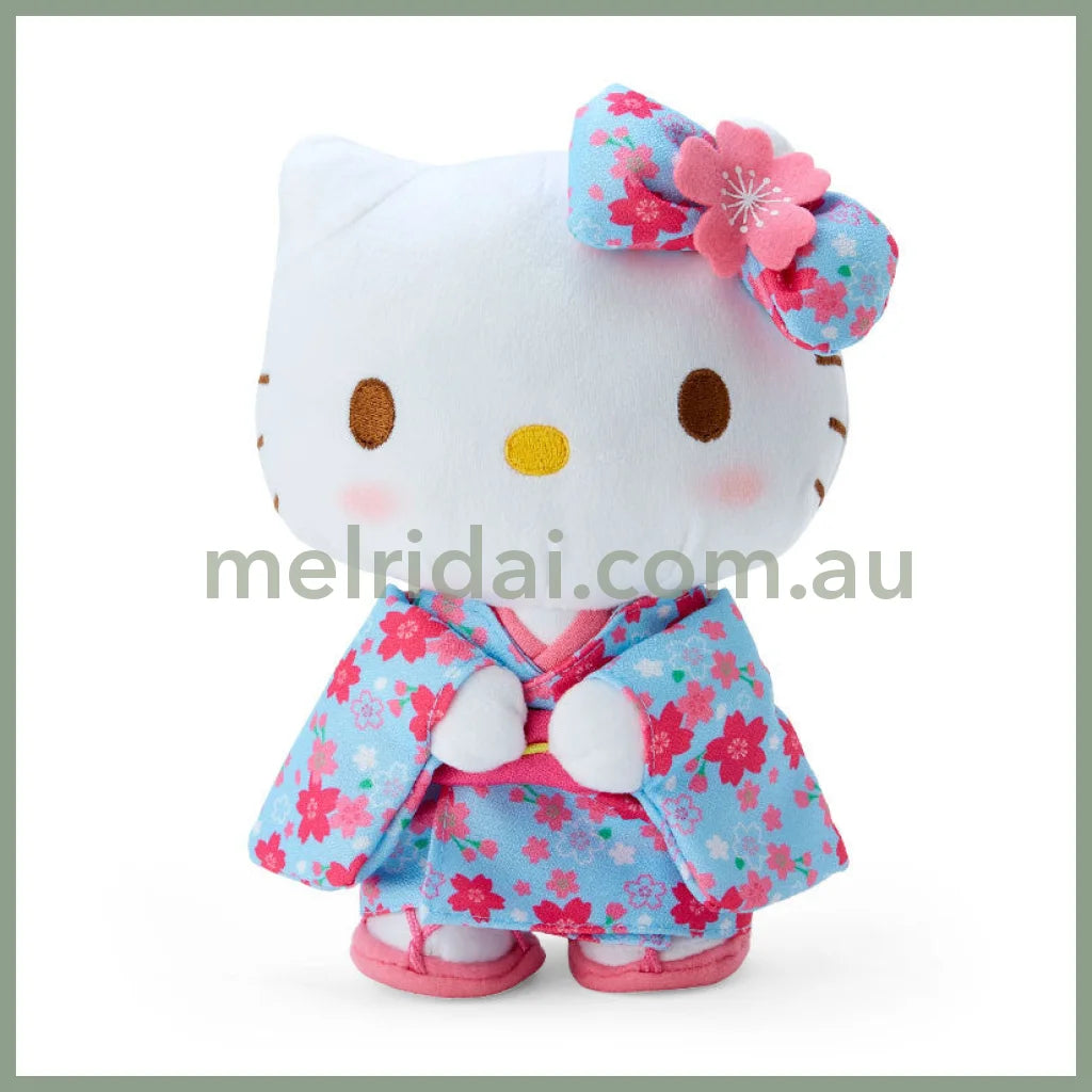 SANRIO | Hello Kitty Plush Toy Plush Doll 140×200×80mm (Sakura Kimono Blue)