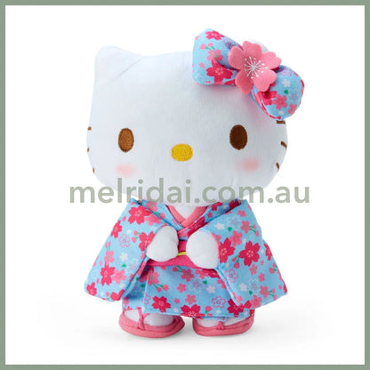 SANRIO | Hello Kitty Plush Toy Plush Doll 140×200×80mm (Sakura Kimono Blue)