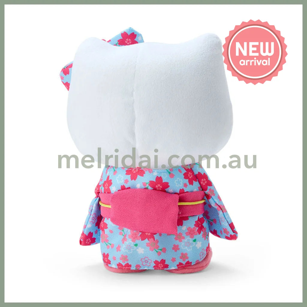 SANRIO | Hello Kitty Plush Toy Plush Doll 140×200×80mm (Sakura Kimono Blue)