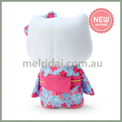 SANRIO | Hello Kitty Plush Toy Plush Doll 140×200×80mm (Sakura Kimono Blue)