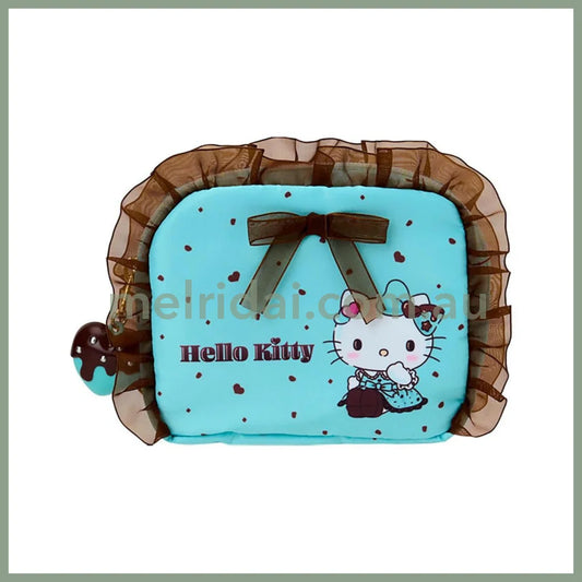SANRIO | Hello Kitty Pouch 19.4 x 14.0 x 5.2cm (Choco Mint Series)