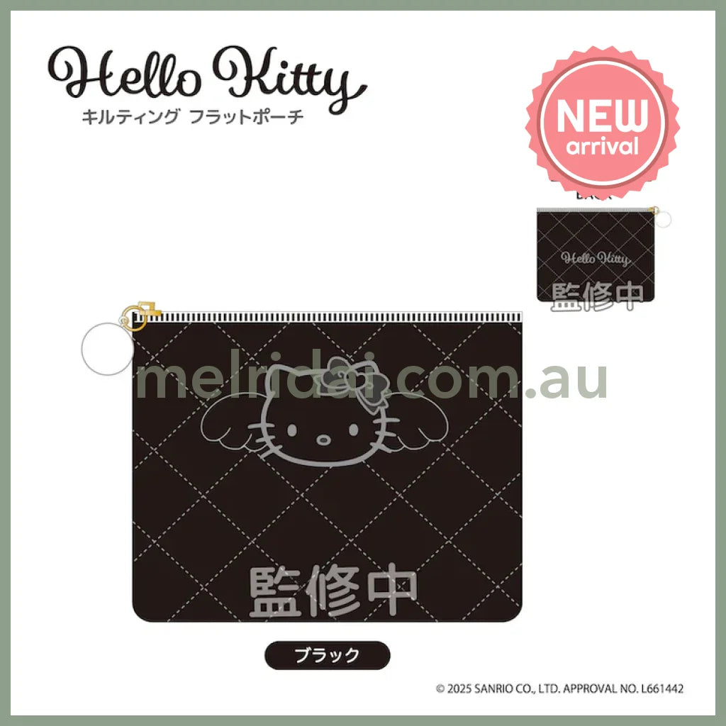 SANRIO | Hello Kitty Quilted Flat Pouch 120×150×12mm (Black Angel)