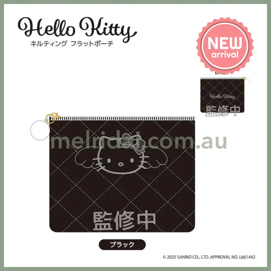 SANRIO | Hello Kitty Quilted Flat Pouch 120×150×12mm (Black Angel)