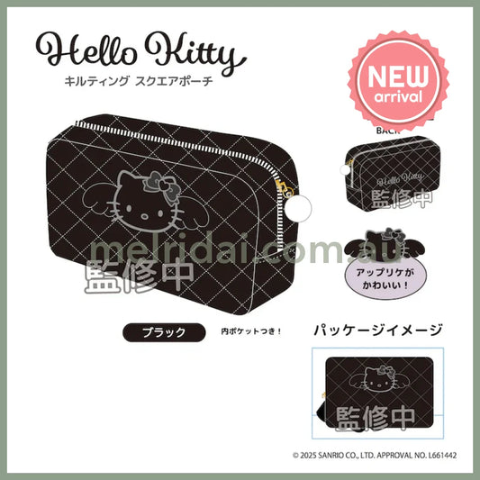 SANRIO | Hello Kitty Quilted Square Pouch 120×175×60mm (Black Angel)