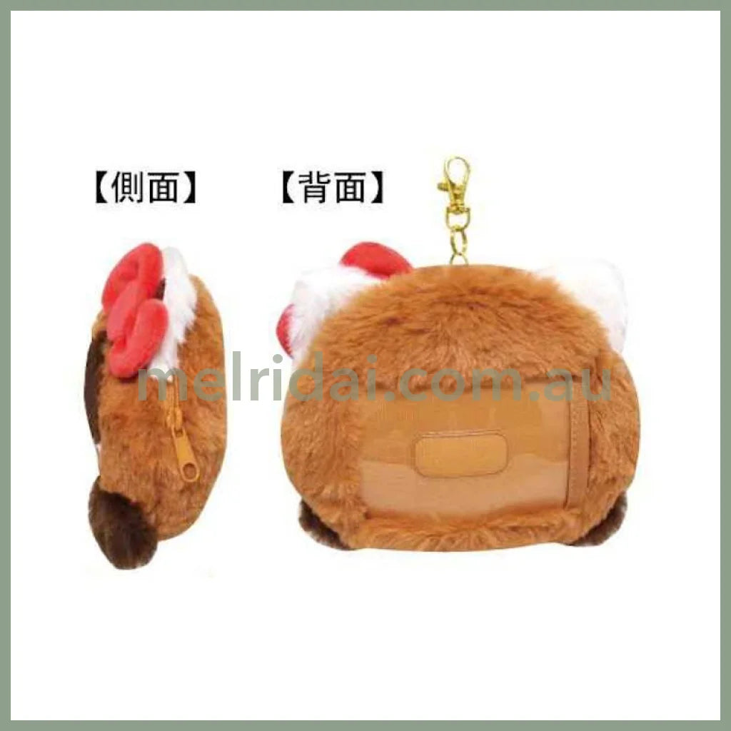 SANRIO | Hello Kitty Red Panda Face Pass Case with Reel 104×128×40mm (Cheers Banzai Series)