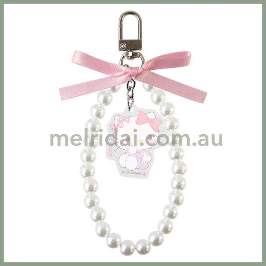 SANRIO | Hello Kitty Ribbon Pearl Keychain Phone Strap 9 x 82 x 157mm (Ballet Core)