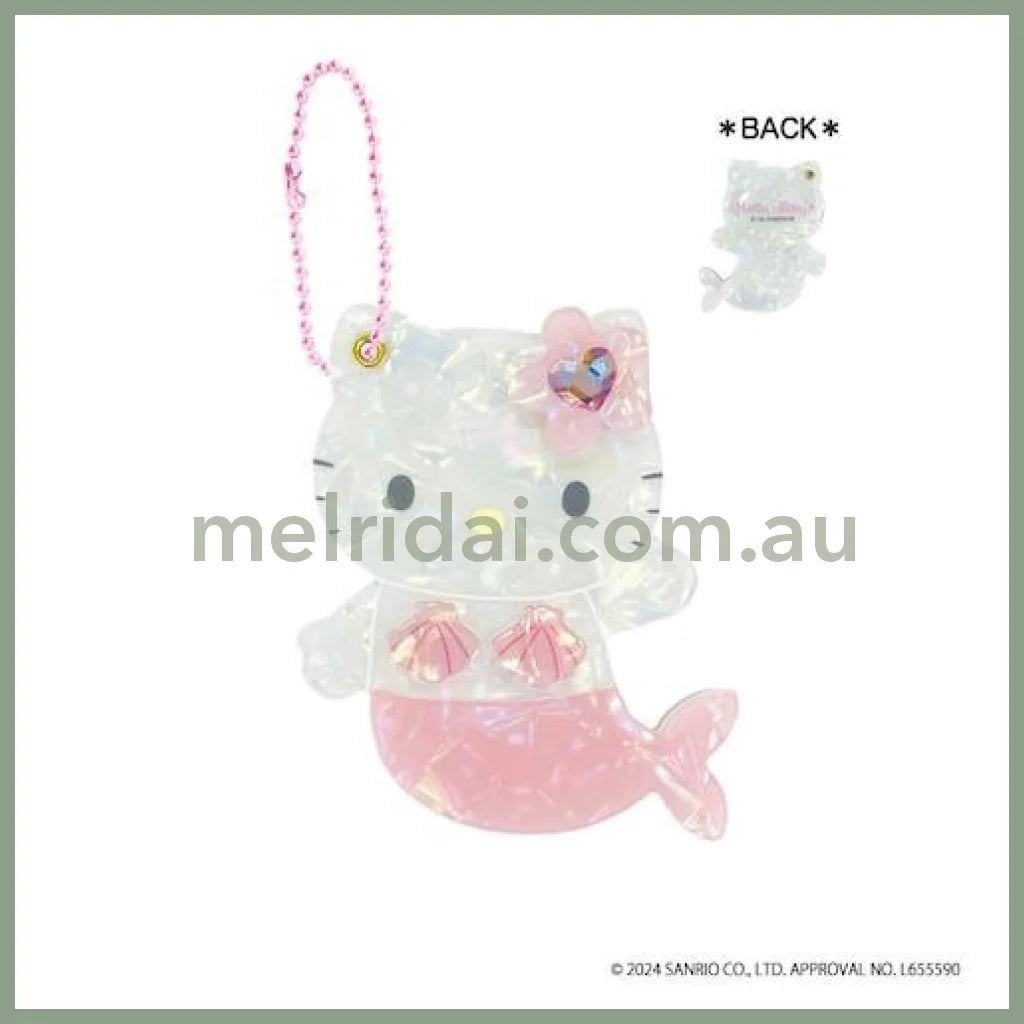 SANRIO | Hello Kitty Shell Mirror Keychain H77×W65×D10 (Mermaid - Pink)