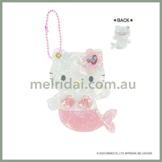 SANRIO | Hello Kitty Shell Mirror Keychain H77×W65×D10 (Mermaid - Pink)
