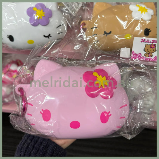 SANRIO | Hello Kitty Silicone Pencil Case Pouch with Heart Carabiner H130×W160×D100mm (Pink)